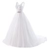 Women's Wedding Dresses for Bride Sweetheart Appliques with Beading Ball Gown Two Straps Bridal Dresses with Big Train