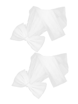 1 Pair White Bridal Shawl: Bride Shoulder Veil Short with Bow - Bride Shoulder Wrap - Tulle Cape Short for Wedding Dress -