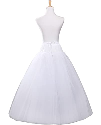 Hoopless Petticoats Crinoline A-line Slips Underskirt for Bridal Gown Floor Length