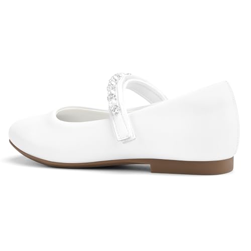 Girls Wedding Dress Shoes Ballet Flats Flower Party Mary Jane with Beaded Straps Toddler/Little/Big Kids