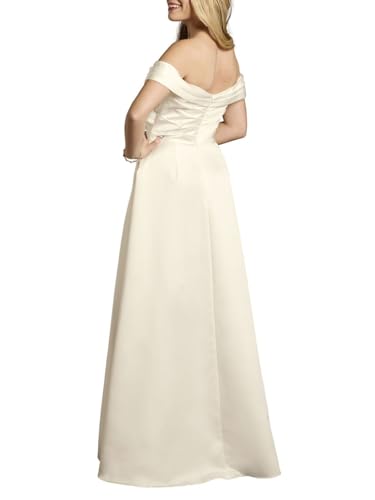 Off-The-Shoulder Satin Ball Gown Wedding Dress