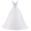 Women's Wedding Dresses for Bride Sweetheart Appliques with Beading Ball Gown Two Straps Bridal Dresses with Big Train