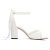 Lace Wedding Shoes for Bride Pearl Heels Bridal Shoes Block Heel Wedding Sandals