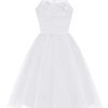Women's Short Halter Cocktail Party Dress Lace Tulle Homecoming Prom Gown