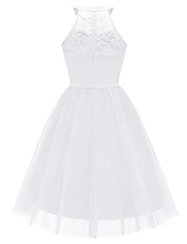 Women's Short Halter Cocktail Party Dress Lace Tulle Homecoming Prom Gown