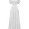 Womens Formal Dresses for Wedding Guest Bridesmaid Long Prom Empire Waist Lace Dress Evening Gown 2025