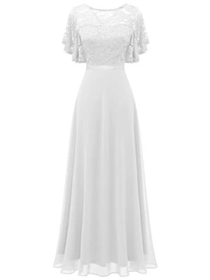 Womens Formal Dresses for Wedding Guest Bridesmaid Long Prom Empire Waist Lace Dress Evening Gown 2025