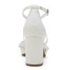 High Block Heel Wedding Shoes for Bride Closed Toe Pearl Bridal Shoes Women Chunky Heels