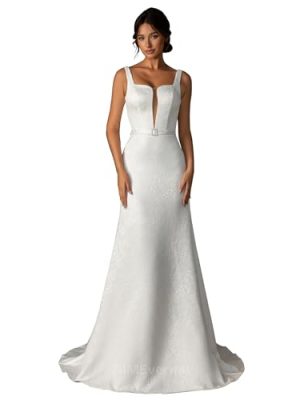 Wedding Dress Elegant Royal Style for Women,Jacquard Dress for Summer Garden Wedding,Lightweight Wedding Bridal Dress