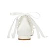 Flat Wedding Shoes for Bride Pearl Sandals Open Toe Wedding Flats Double Bowknots Bridal Flats