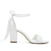 Women's Open Toe Block Heel Pearl Wedding Shoes for Bride Chunky Heeled Sandals Bridal Shoes Pumps