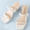Square Toe Heeled Sandals for Women - Women's Low Block Heels Sandals - 2.25IN Open Toe Ankle Strap Chunky Heels - Slip on