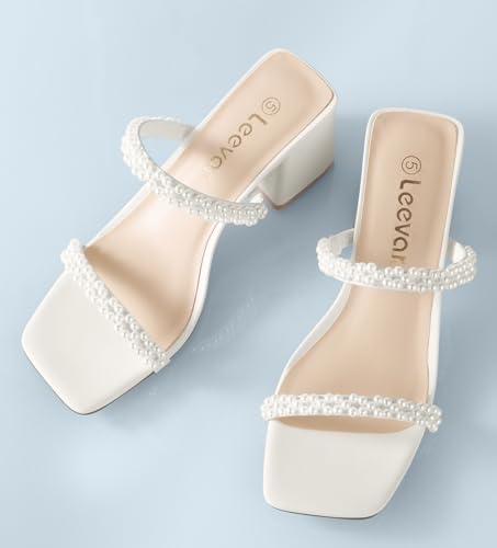Square Toe Heeled Sandals for Women - Women's Low Block Heels Sandals - 2.25IN Open Toe Ankle Strap Chunky Heels - Slip on