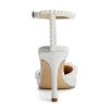 High Heel Wedding Shoes for Bride Pointed Toe Bridal Shoes Pearl Heels Ankle Strap Wedding Pumps