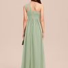 A-line One Shoulder Floor-Length Chiffon Junior Bridesmaid Dress for Wedding Teen Girls Party Gowns