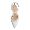 High Heel Wedding Shoes for Bride Pointed Toe Bridal Shoes Pearl Heels Ankle Strap Wedding Pumps