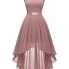 Homecoming Cocktail Formal Dresses 2025 Wedding Guest Party Prom Sleeveless Lace High Low Dress