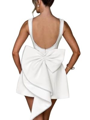 Pearl Satin Homecoming Dresses 2025 with Bow Short Mini HOCO Dress Party Cocktail Gowns