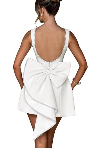Pearl Satin Homecoming Dresses 2025 with Bow Short Mini HOCO Dress Party Cocktail Gowns