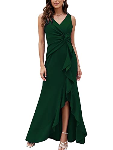 Formal Evening Dresses for Women Elegant Evening Party Prom Dress Long Sexy V Neck Sleeveless Split Wrap