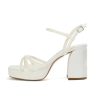 Platform Heels Bridal Shoes Pearl Wedding Shoes for Bride Block Heel Wedding Sandals