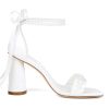 Pearl Heels Wedding Shoes for Bride Open Toe Bridal Shoes White Ivory Heels Chunky Heeled Sandals