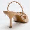 Women's Mesh Floral Embroidered Slingback Heels with Pearl Studded Pointed Toe Lace Heeled Sandals Backless Slip On Kitten Heel