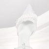 ShowHow Women's High Heels Stiletto Closed Pointed Toe Heels Pearl Lace Wedding Shoes Ankle Strap Pumps Bridal Party Wedding