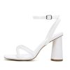 Pearl Heels Strappy Bridal Shoes Block Heel Wedding Sandals Open Toe Wedding Shoes for Bride