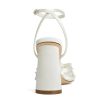 Pearl Wedding Shoes for Bride Block Heel Bridal Shoes Open Toe Wedding Heels Bow Knot Heeled Sandals
