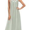 Nightgowns for Women Cotton Long Night Gown Sleeveless Sleep Dress Victorian Nightdress Ladies Sleepwear S-XXXL