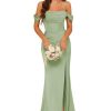 Elegant Off The Shoulder Satin Bridesmaid Dress Long Mermaid Corset Prom Dress for Women Formal Gown CY089