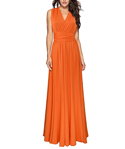 Women's Backless Gown Dress Convertible Multi-Way Wrap Halter Cocktail Dress Bandage Bridesmaid Long Dresses