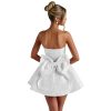 Jacquard Satin Homecoming Dress with Bow Elegant Strapless Mini Dress A Line Short Prom Dresses Party Gown