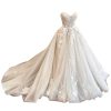 Strapless Wedding Dresses for Women Lace Applique A Line Bride Wedding Dresses Corset Long Tulle Bridal Gown ZZ-W22