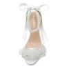 Pearl Heels Wedding Shoes for Bride Block Heel Wedding Sandals Open Toe Bridal Shoes