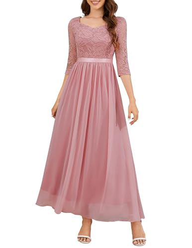 Women's Formal Dress Mother of The Bride Dress 3/4 Sleeve Wedding Guest Dress Maxi Evening Gown