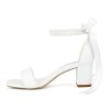 Block Heel Wedding Shoes for Bride Pearl Heels Wedding Sandals Square Open Toe Bridal Shoes