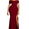 Women's Off Shoulder High Split Long Formal Party Dress Evening Gown