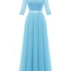 Women Long Sleeve Formal Party Dress Lace Wedding Guest Maxi Dresses Elegant Cocktail Evening Gowns