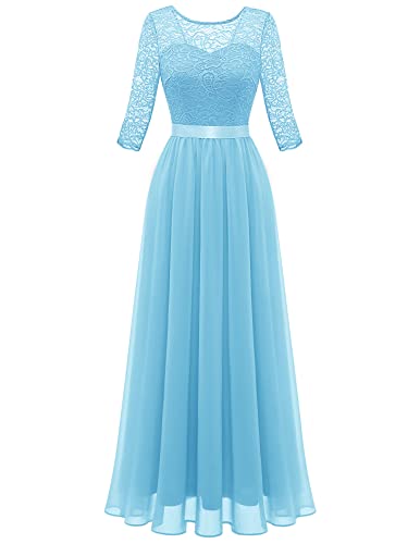 Women Long Sleeve Formal Party Dress Lace Wedding Guest Maxi Dresses Elegant Cocktail Evening Gowns