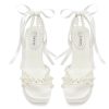 Pearl Heels Wedding Shoes for Bride Platform Heels Bridal Shoes Platform Sandals