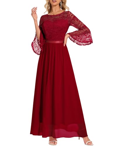 Women's Formal Dresses 2025 Wedding Guest Dress Bell Sleeve Bridesmaid Dresses Maxi Evening Dress