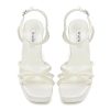 Platform Heels Bridal Shoes Pearl Wedding Shoes for Bride Block Heel Wedding Sandals