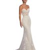 Strapless Beach Wedding Dresses Sexy Bridal Gown Lace Robe Backless Vintage Vestidos De Novia with Detachable Train