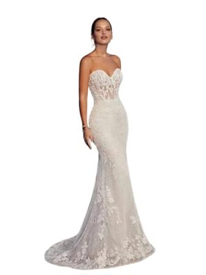 Strapless Beach Wedding Dresses Sexy Bridal Gown Lace Robe Backless Vintage Vestidos De Novia with Detachable Train