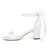 Block Heel Bridal Shoes Open Toe Wedding Shoes for Bride Pearl Heels Wedding Sandals