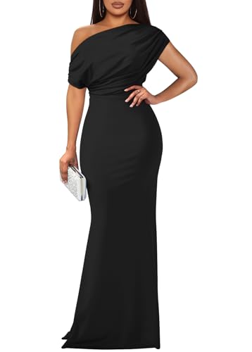 Women's Elegant Sleeveless Off Shoulder Bodycon Long Formal Party Evening Dress