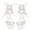 Block Heel Wedding Sandals Pearl Heels Wedding Shoes for Bride Open Toe Bridal Shoes