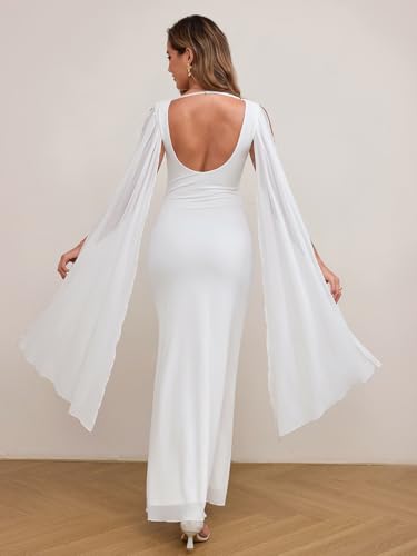 Women's Summer Formal Wedding Guest Dresses Sleeveless Backless Long Elegant Evening Party Maxi Bodycon Dress